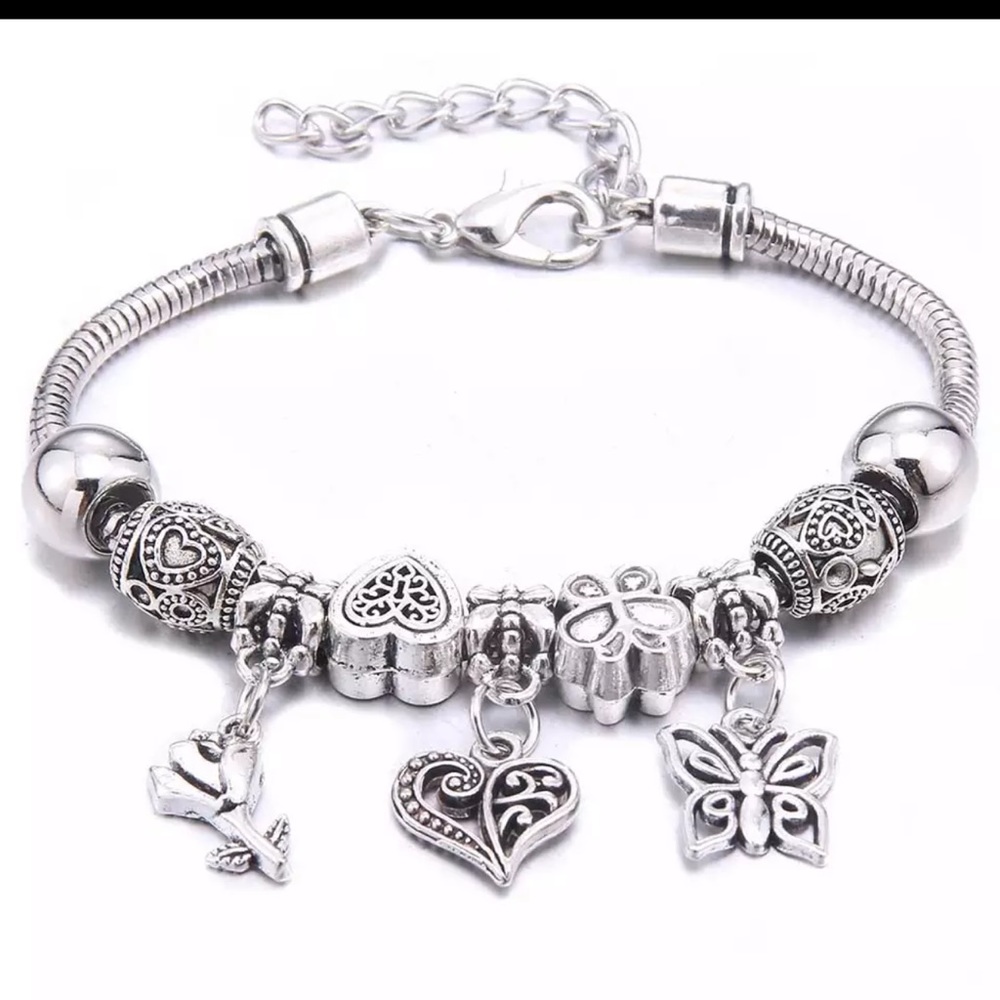Flower, heart & butterfly Pendant